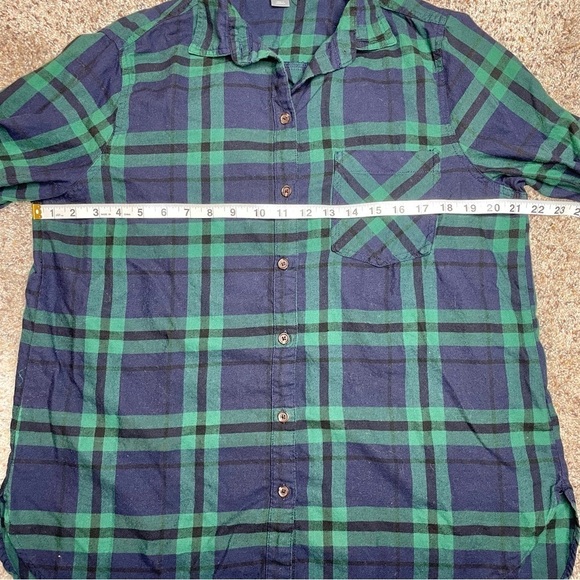 Old Navy The Classic Shirt Button Up Flannel Blue Green Plaid Large - Picture 7 of 8